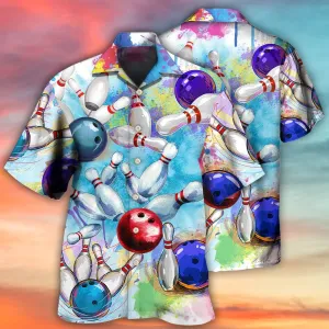 3D Bowling Hawaiian Shirt, Colorful Bowling Ball And Pins Hawaiian Shirt For Men - Perfect Gift For Bowling Lovers, Bowlers