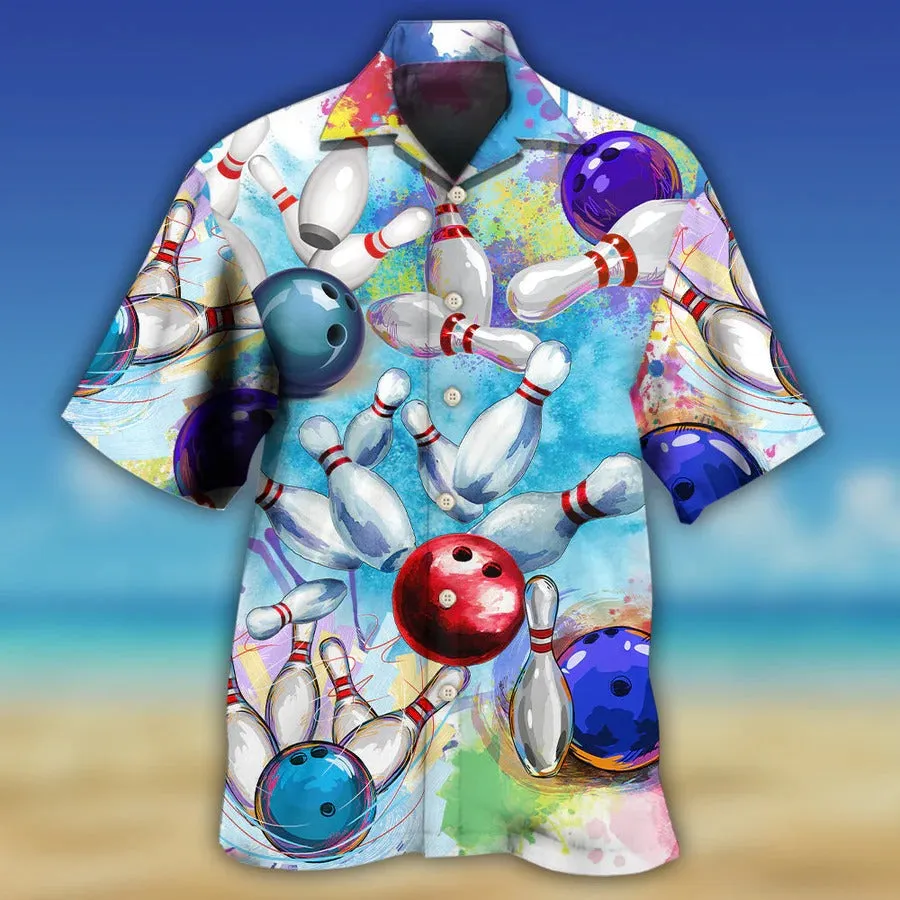 3D Bowling Hawaiian Shirt, Colorful Bowling Ball And Pins Hawaiian Shirt For Men - Perfect Gift For Bowling Lovers, Bowlers