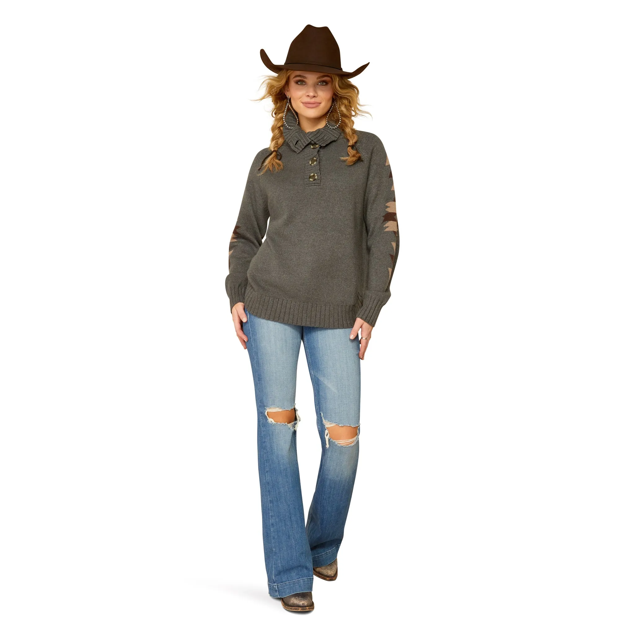 Ariat Ladies Madison Heather Grey Pullover Sweater 10052048