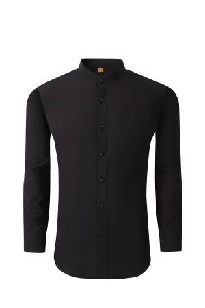 Banded Collar Solid - Black