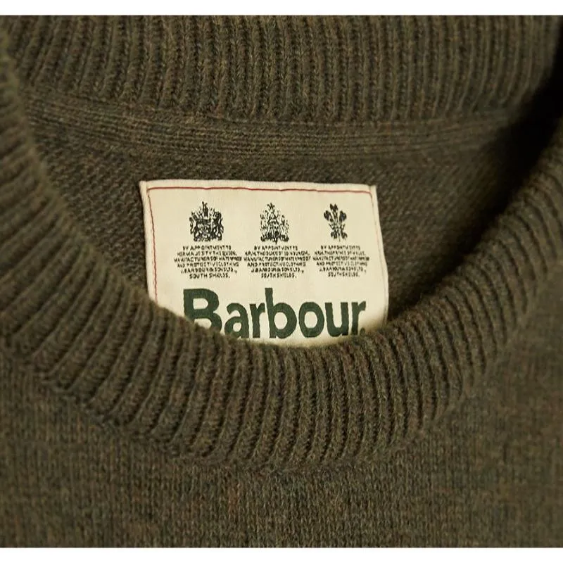 Barbour Nelson Essential Lambswool Crew Neck Mens Jumper - Seaweed