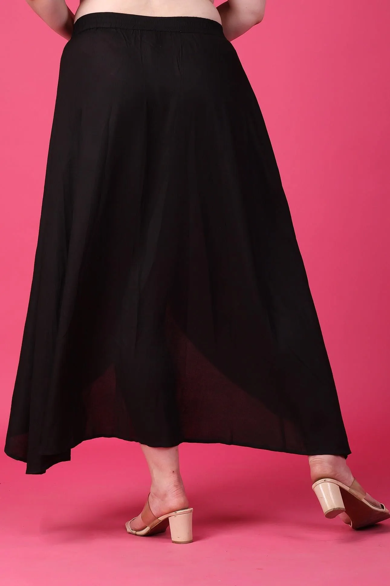 Black Solid Asymmetric Skirt