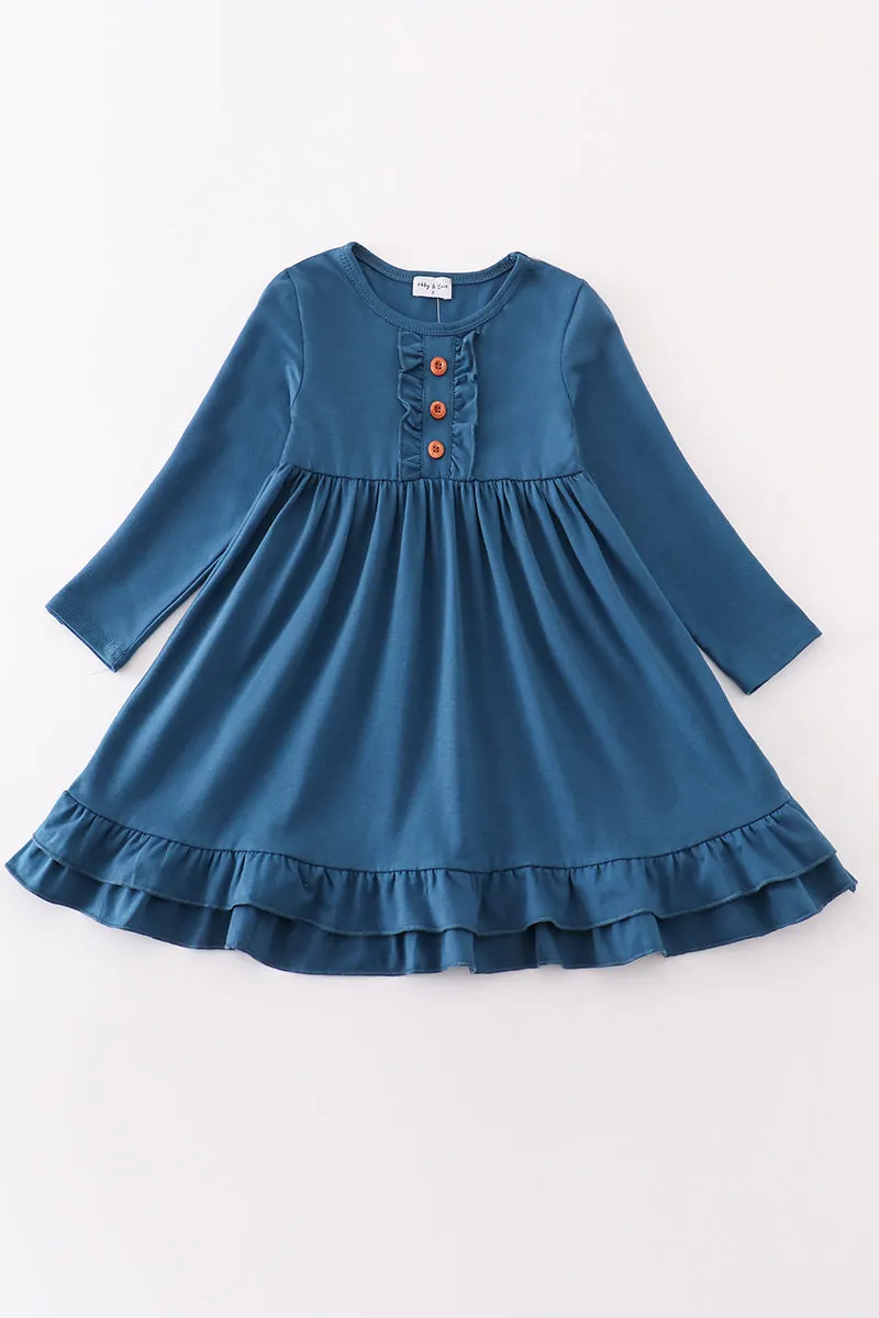 Blue ruffle girl dress