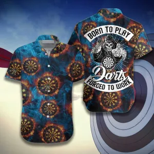 Born To Play Dart Forced To Work Hawaiian Shirt, Colorful Summer Aloha Shirt For Men Women, Gift For Friend, Team, Family, Dart Lovers