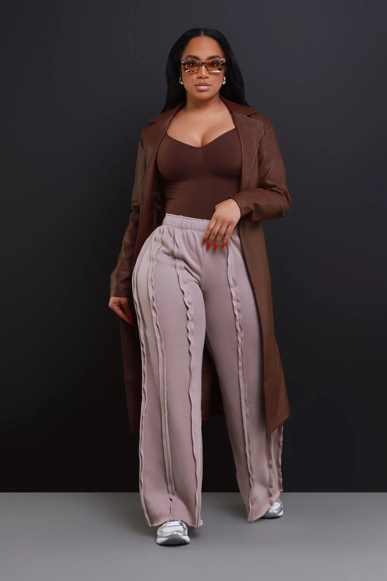 Can't Keep Up Wide Leg Pants - Mocha