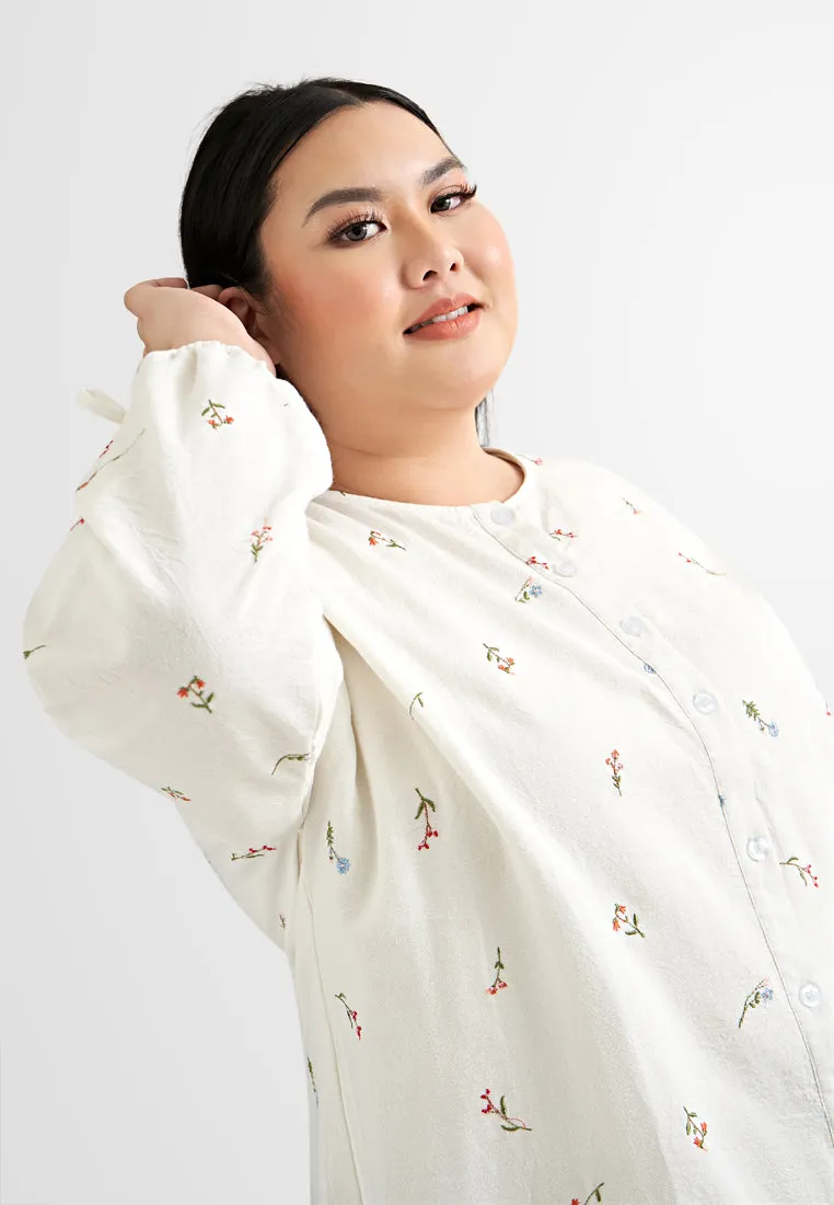 Cempaka Bloom Cotton Button Top