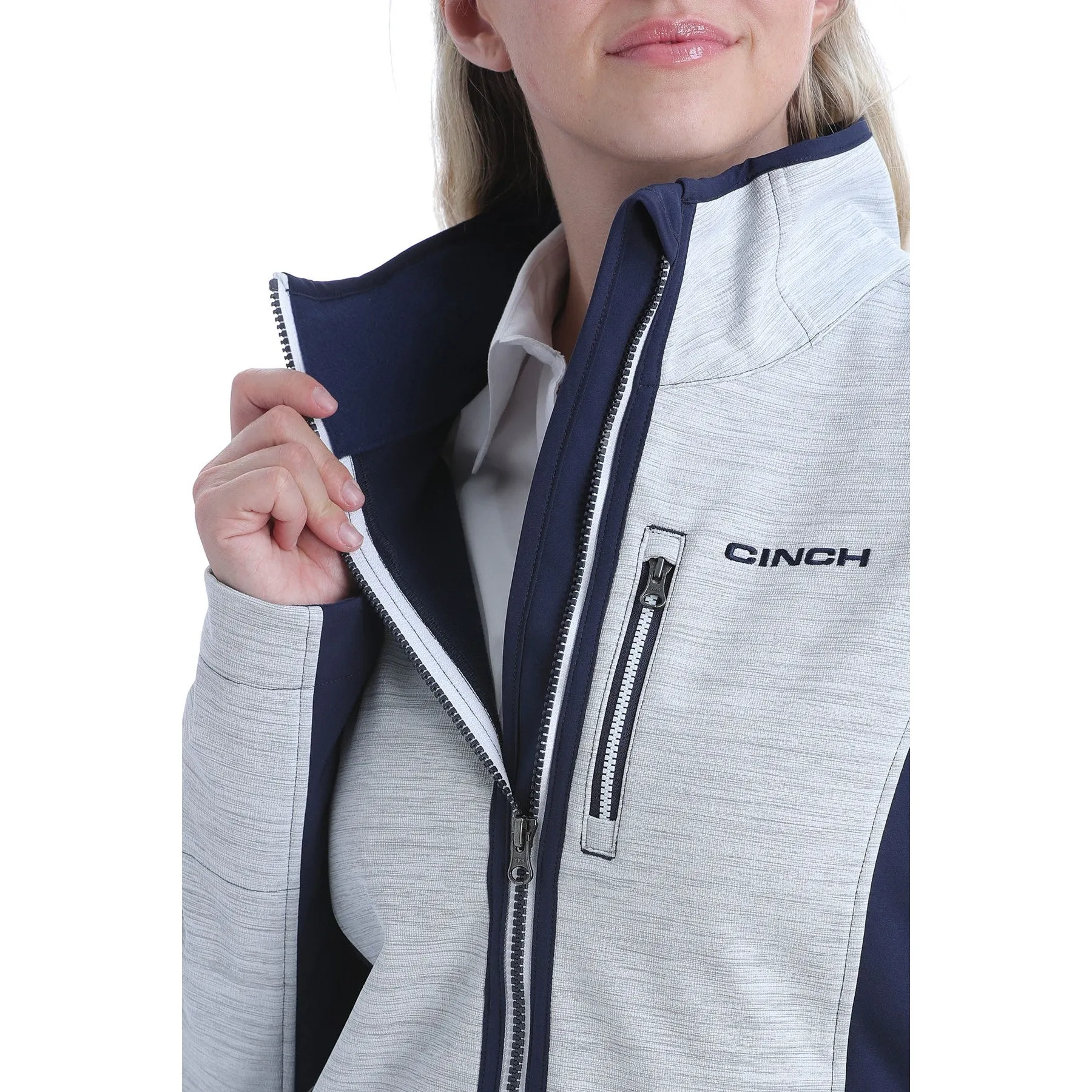 Cinch Ladies White Color Blocked Bonded Jacket MAJ9836001