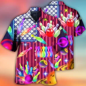 Colorful Bowling Roll Hawaiian Shirt, Bowling Independence Day Aloha Shirt For Men, Perfect Gift For Bowling Lovers