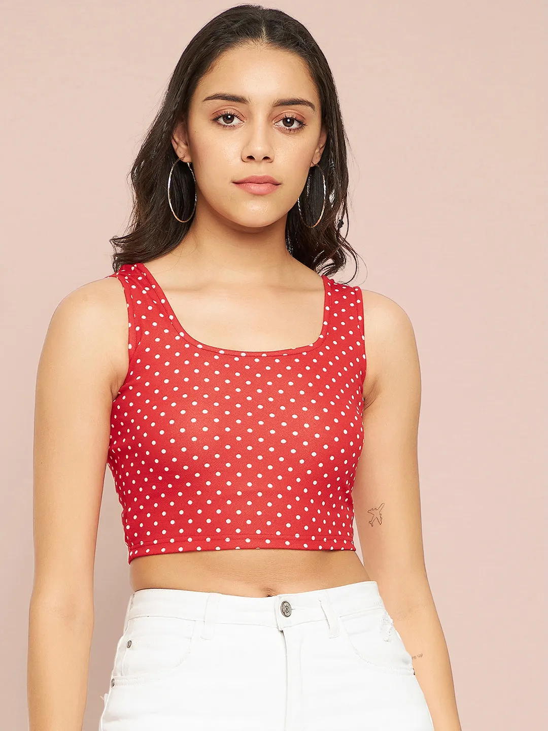 Cotton Stretchable Basic Round Neck Crop Top