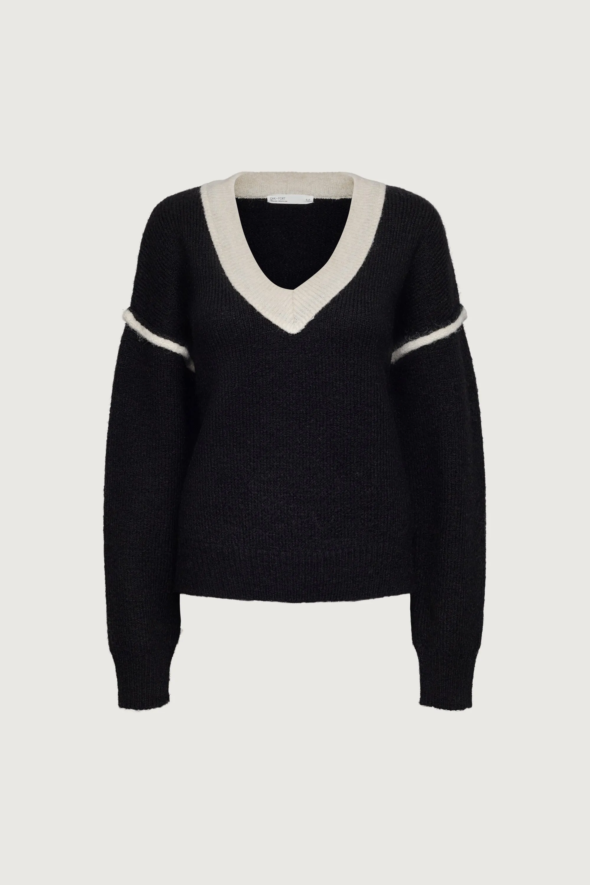 CROPPED CONTRAST V-NECK SWEATER