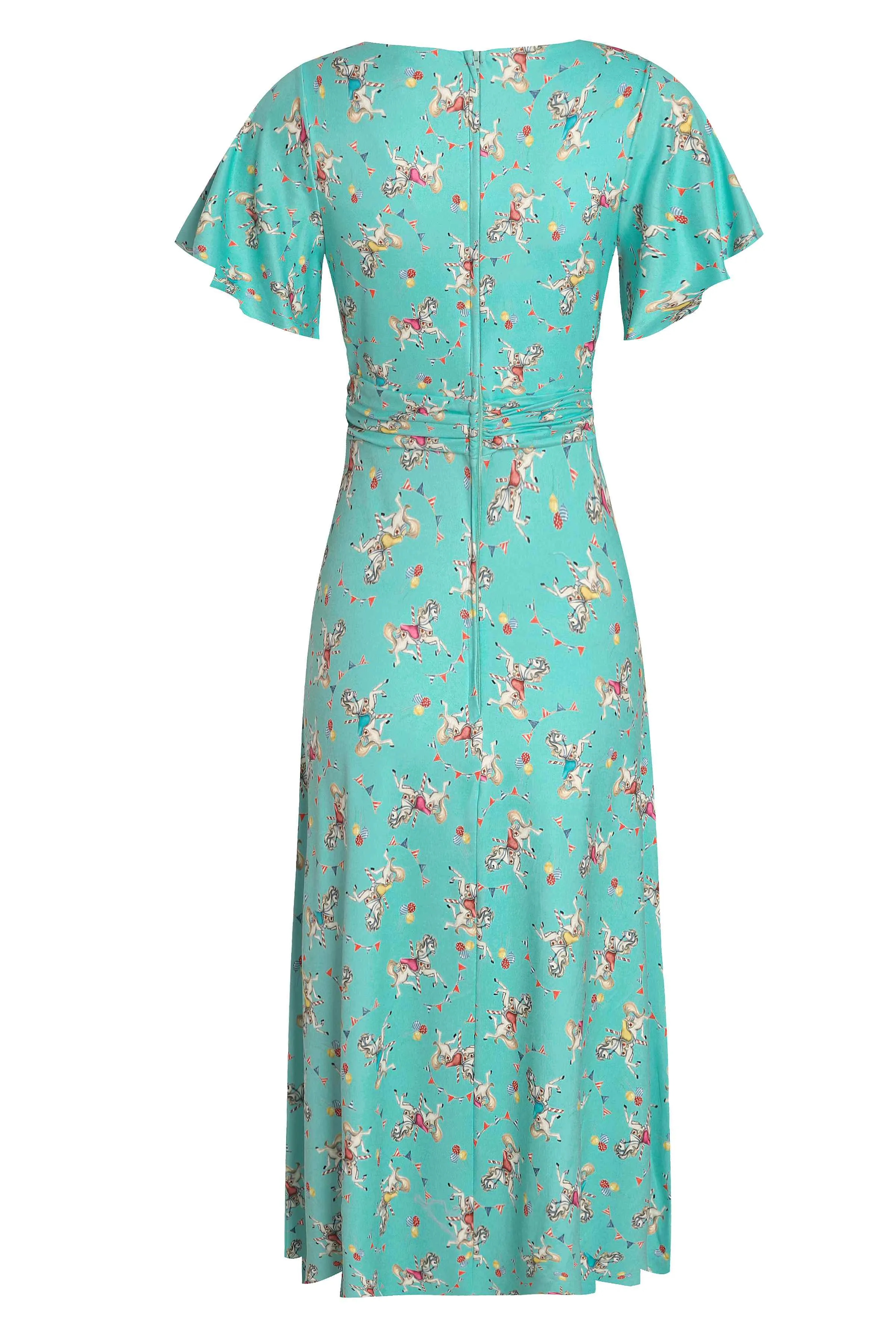 Donna Crossover Bust Turquoise Carousel Dress