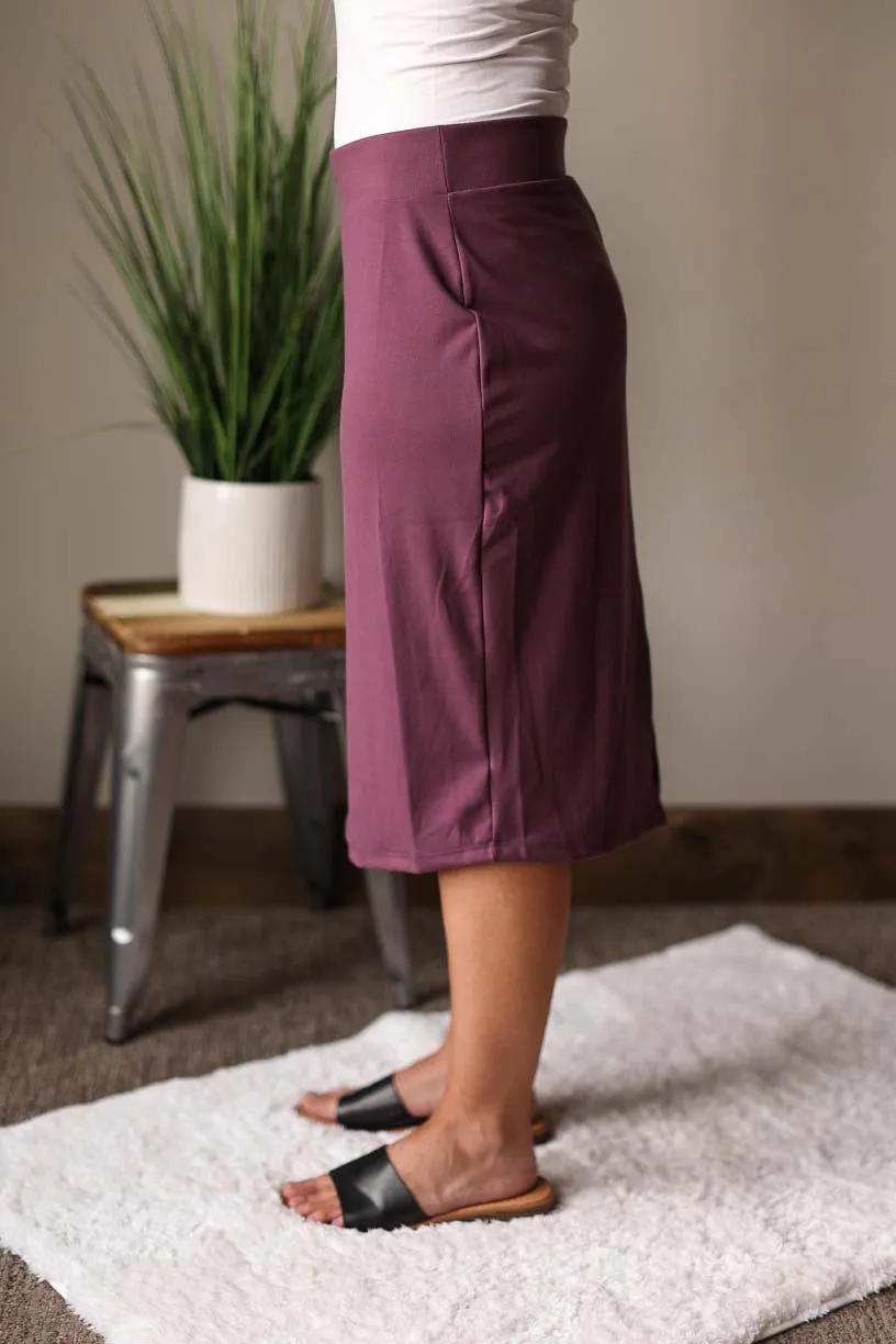 Eggplant Butter Soft Knee Length Skirt • 0/2 - 14/16 PLUS