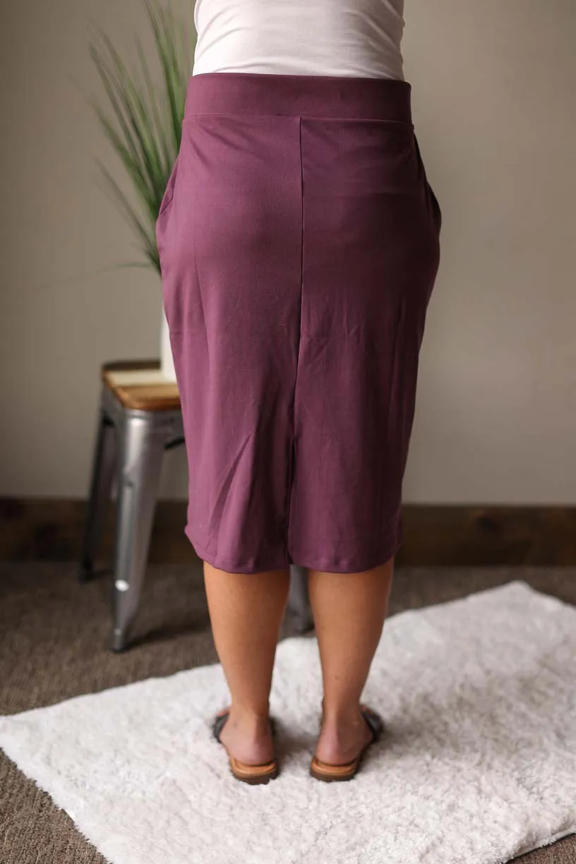 Eggplant Butter Soft Knee Length Skirt • 0/2 - 14/16 PLUS