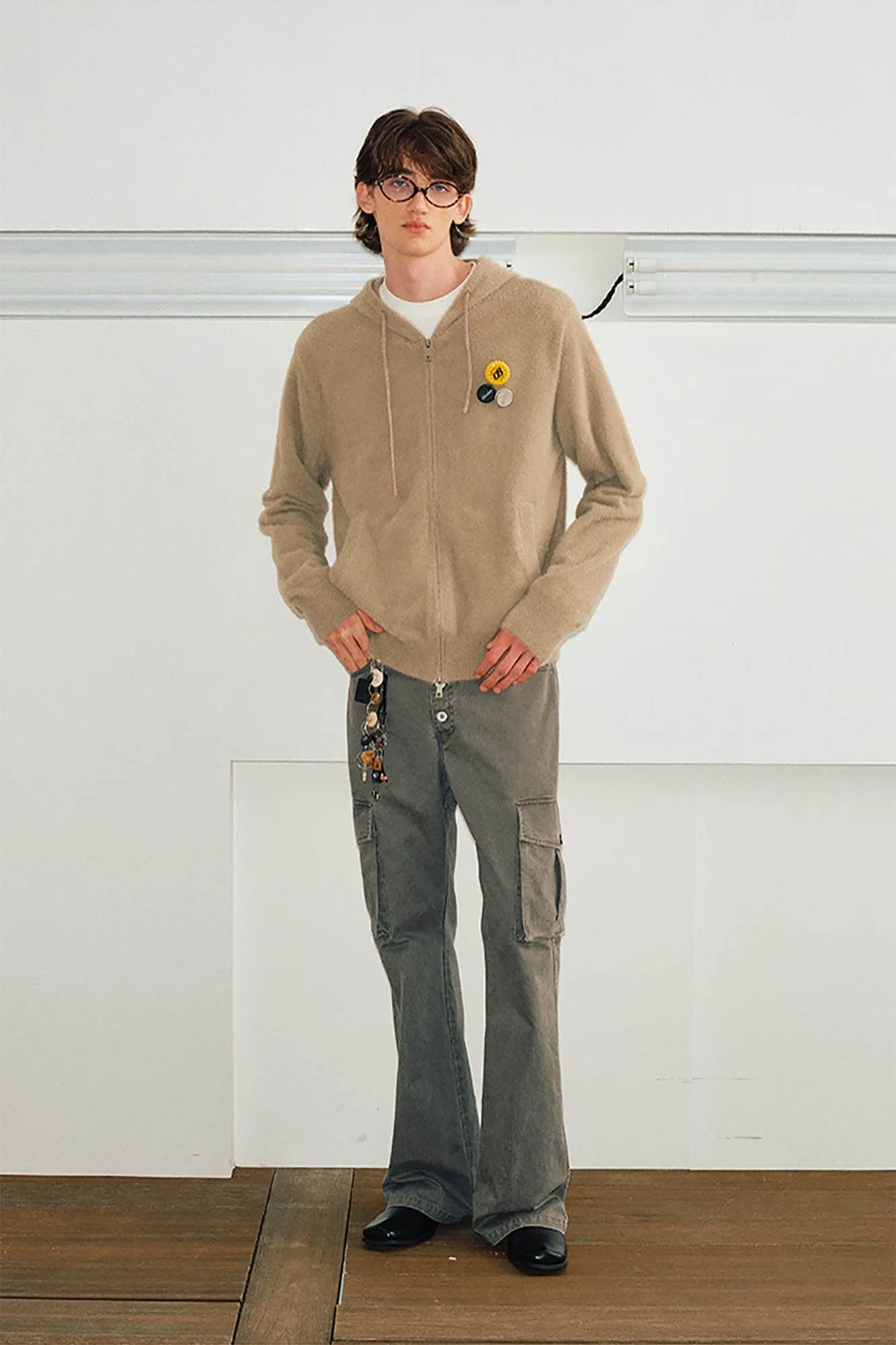 Flared Cargo Pants with Detachable Waist-Bag