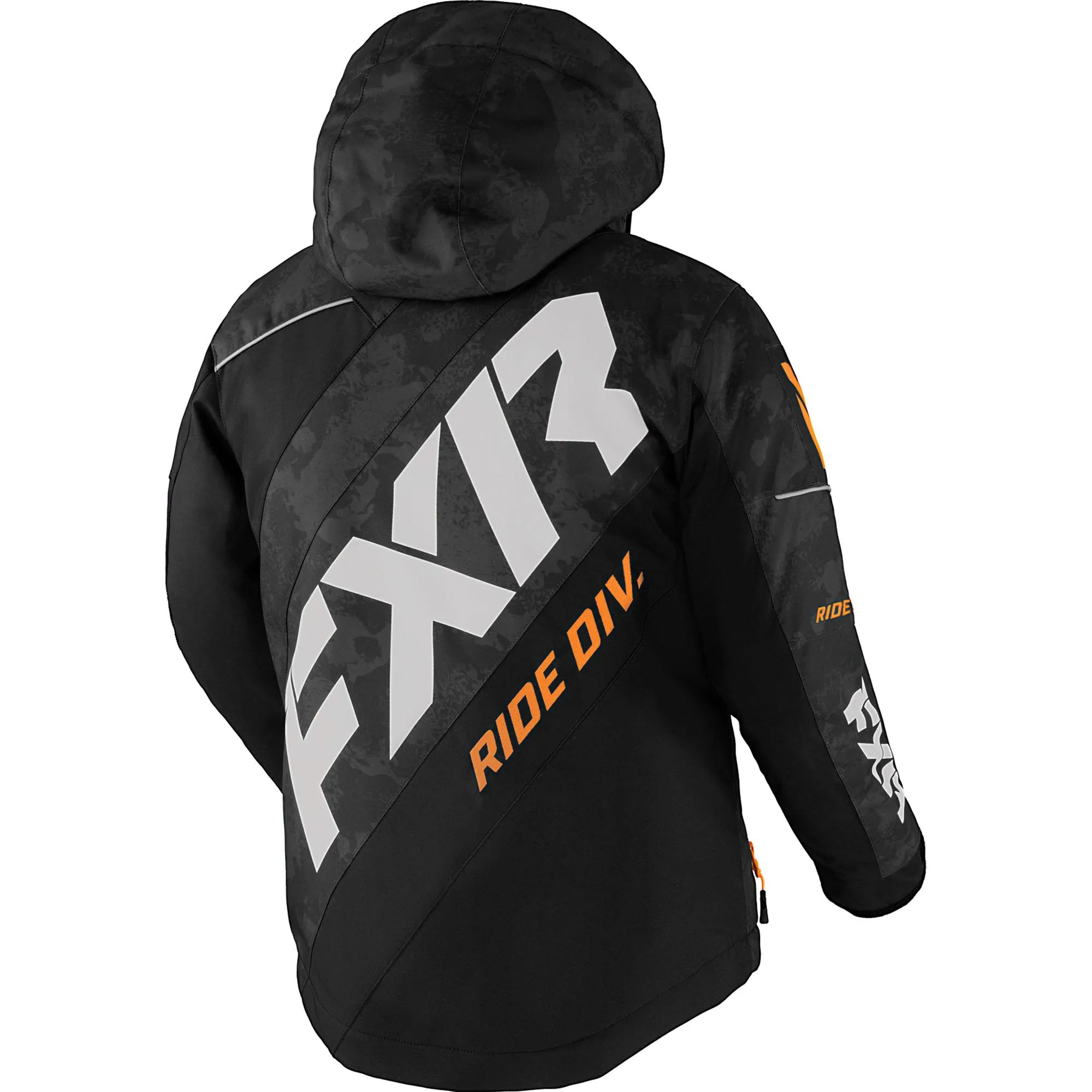 FXR Child CX Snowmobile Jacket Black Camo/Grey/Orange