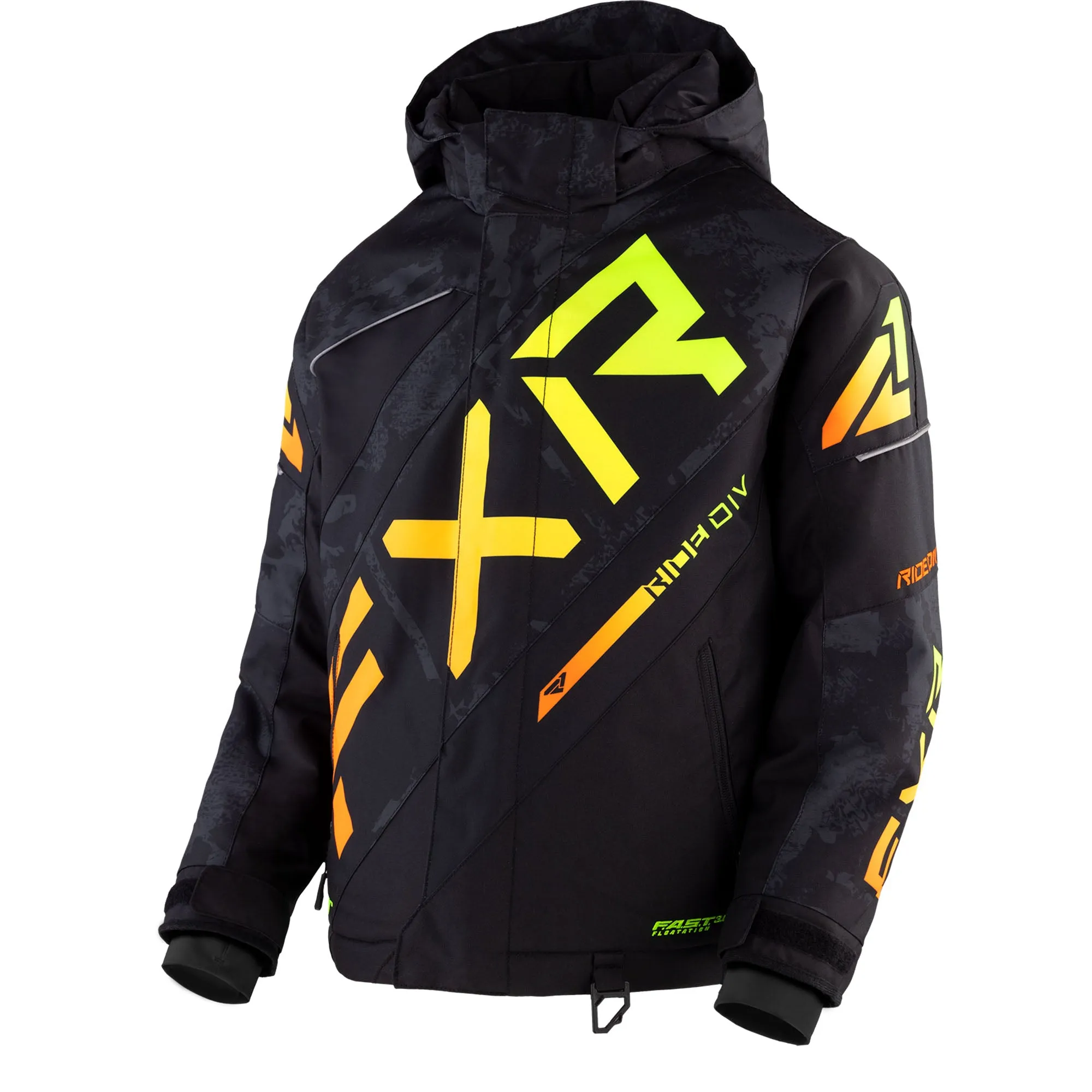 FXR Child CX Snowmobile Jacket Black Camo/Inferno