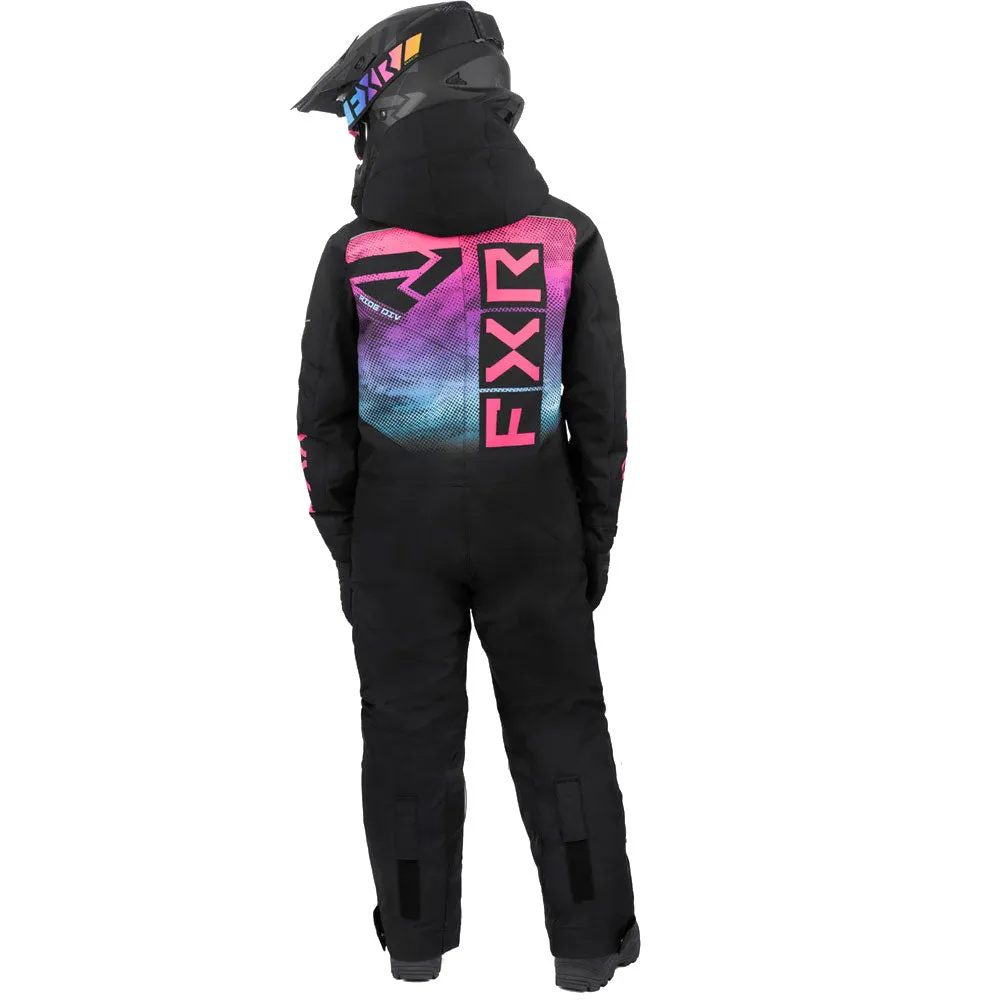 FXR Child Helium Snowmobile Monosuit Black/Sky-E Pink Haze