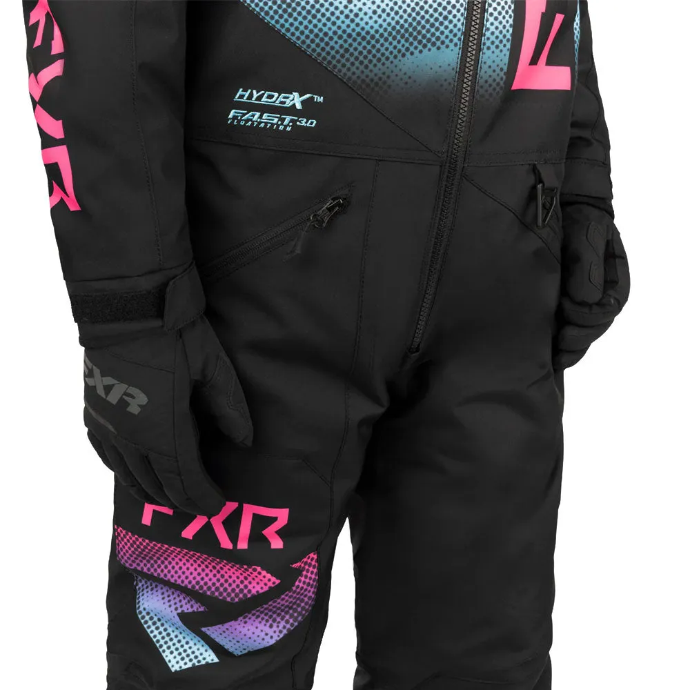 FXR Child Helium Snowmobile Monosuit Black/Sky-E Pink Haze