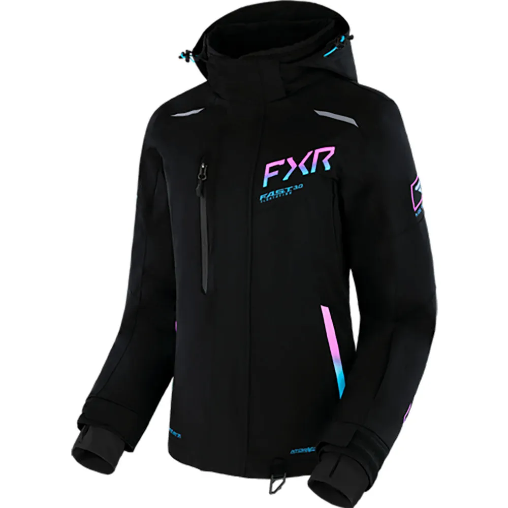 FXR Renegade FX Snowmobile Jacket Black/Sky Blue-E Pink Fade