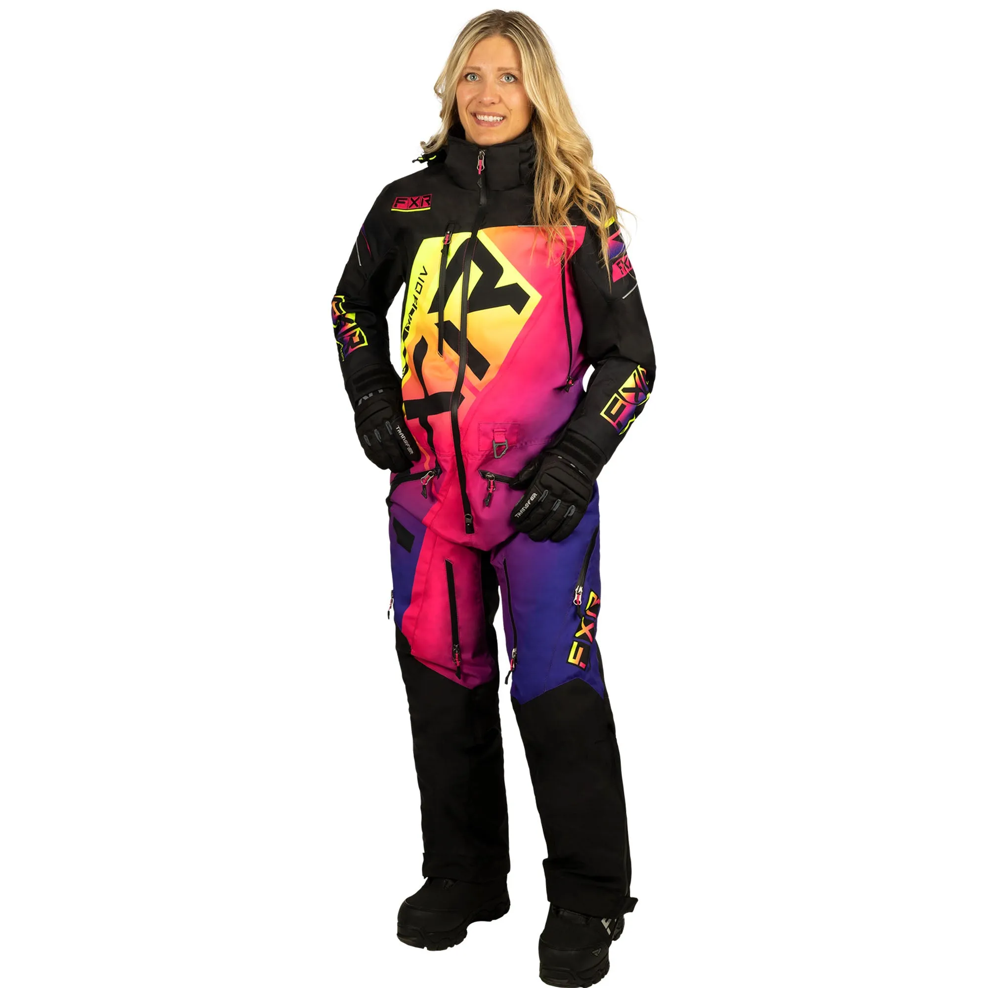 FXR  Womens CX Lite Snowmobile Monosuit HydrX Pro Dry Vent Black Neon Fusion