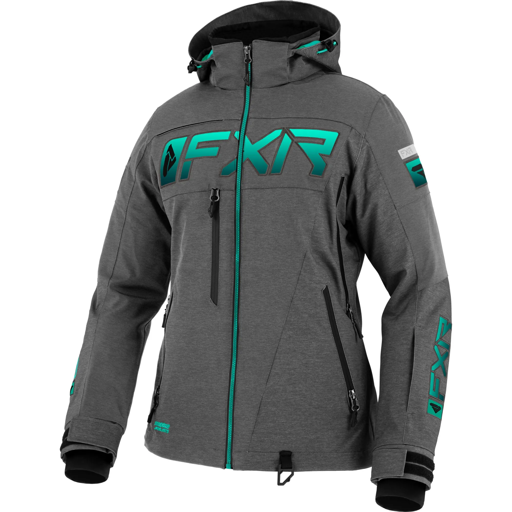 FXR Womens Ranger Snowmobile Jacket Mid Grey Heather/Mint Fade