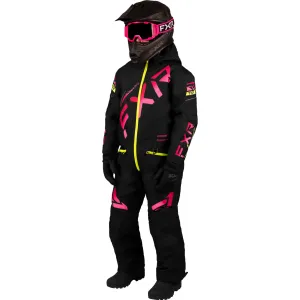 FXR Youth CX Snowmobile Monosuit Black/Raspberry Fade