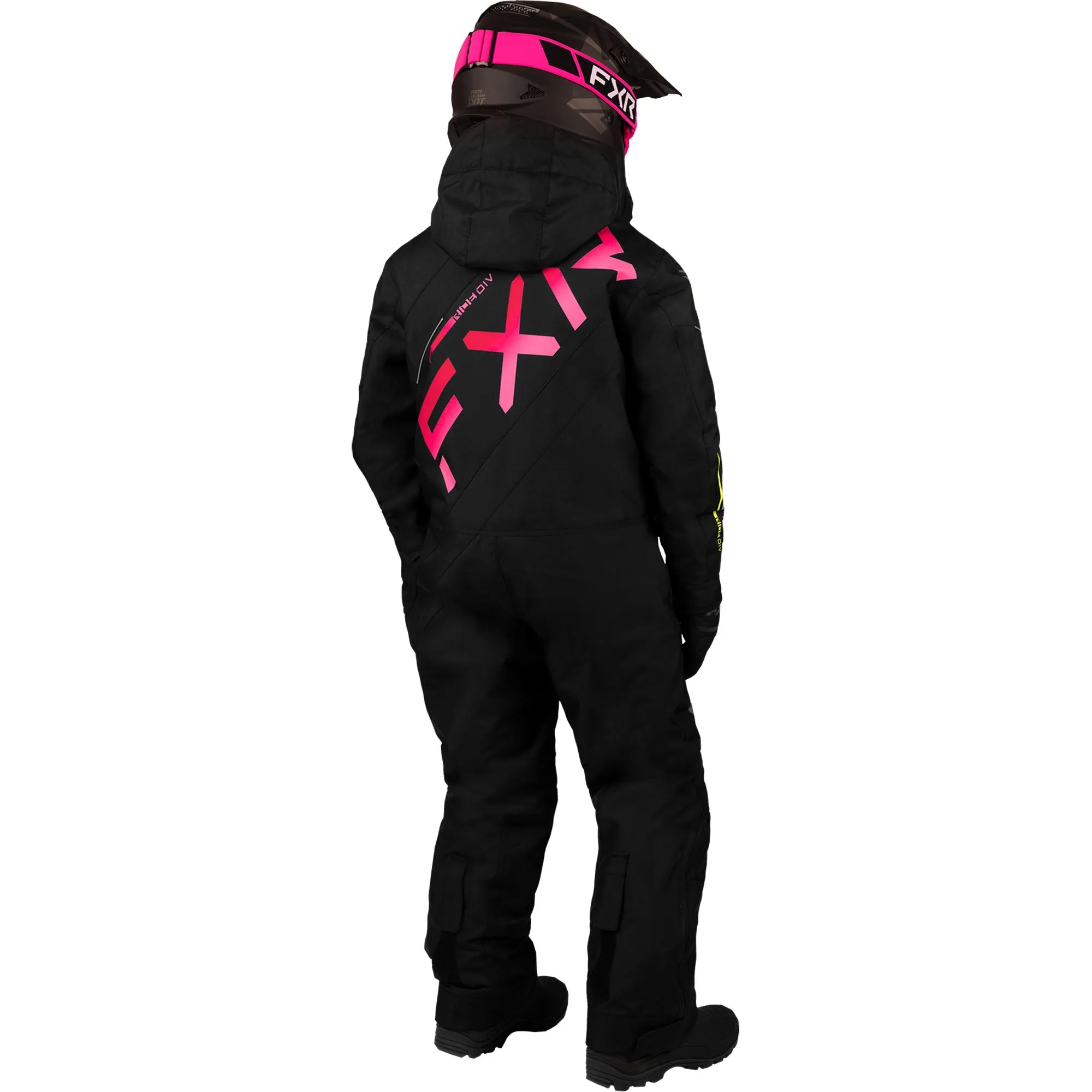 FXR Youth CX Snowmobile Monosuit Black/Raspberry Fade