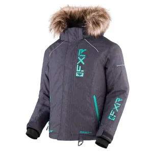 FXR Youth Fresh Snowmobile Jacket Midnight Grey Heather/Mint