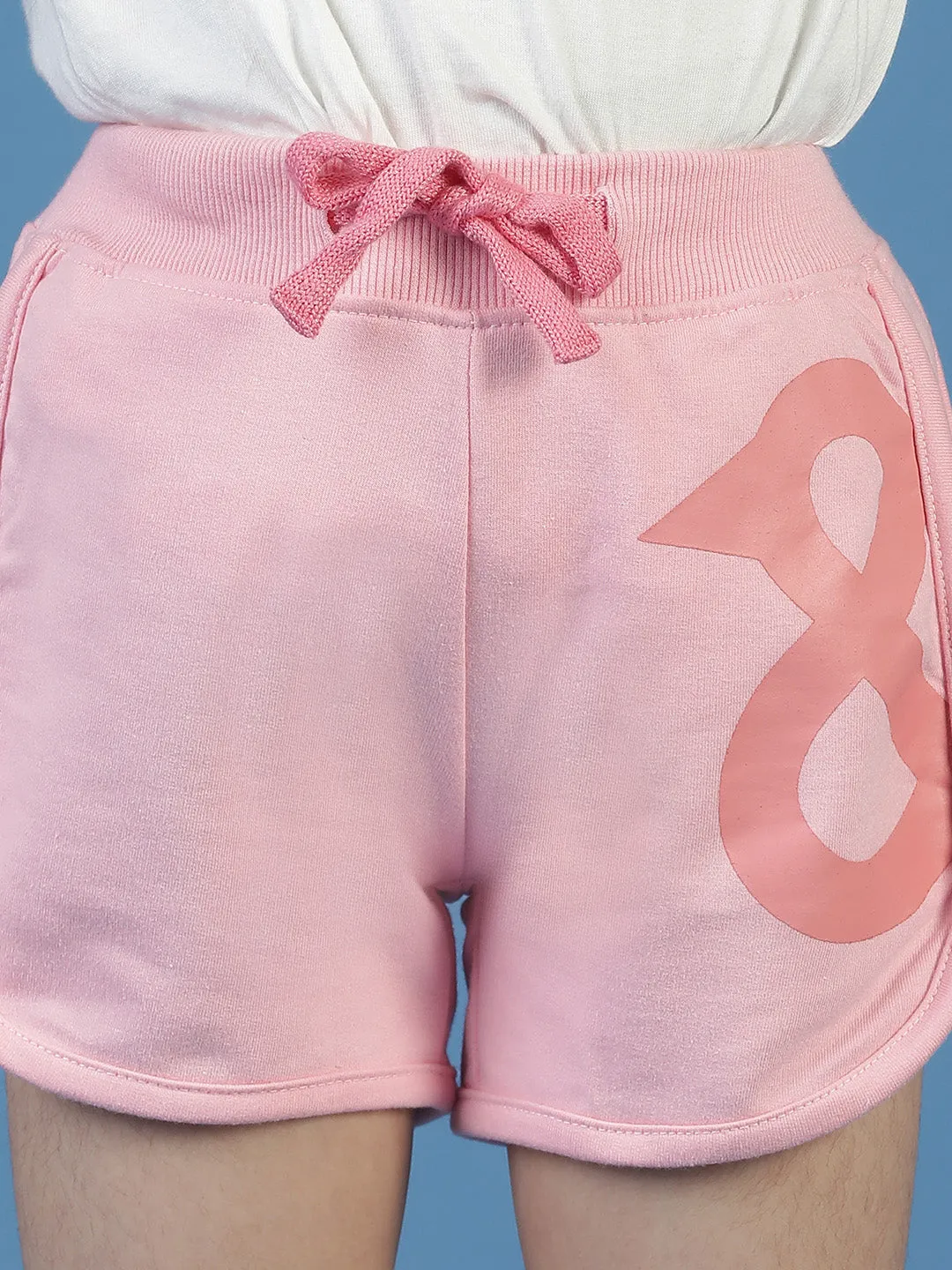 Girls Pink Cotton Shorts