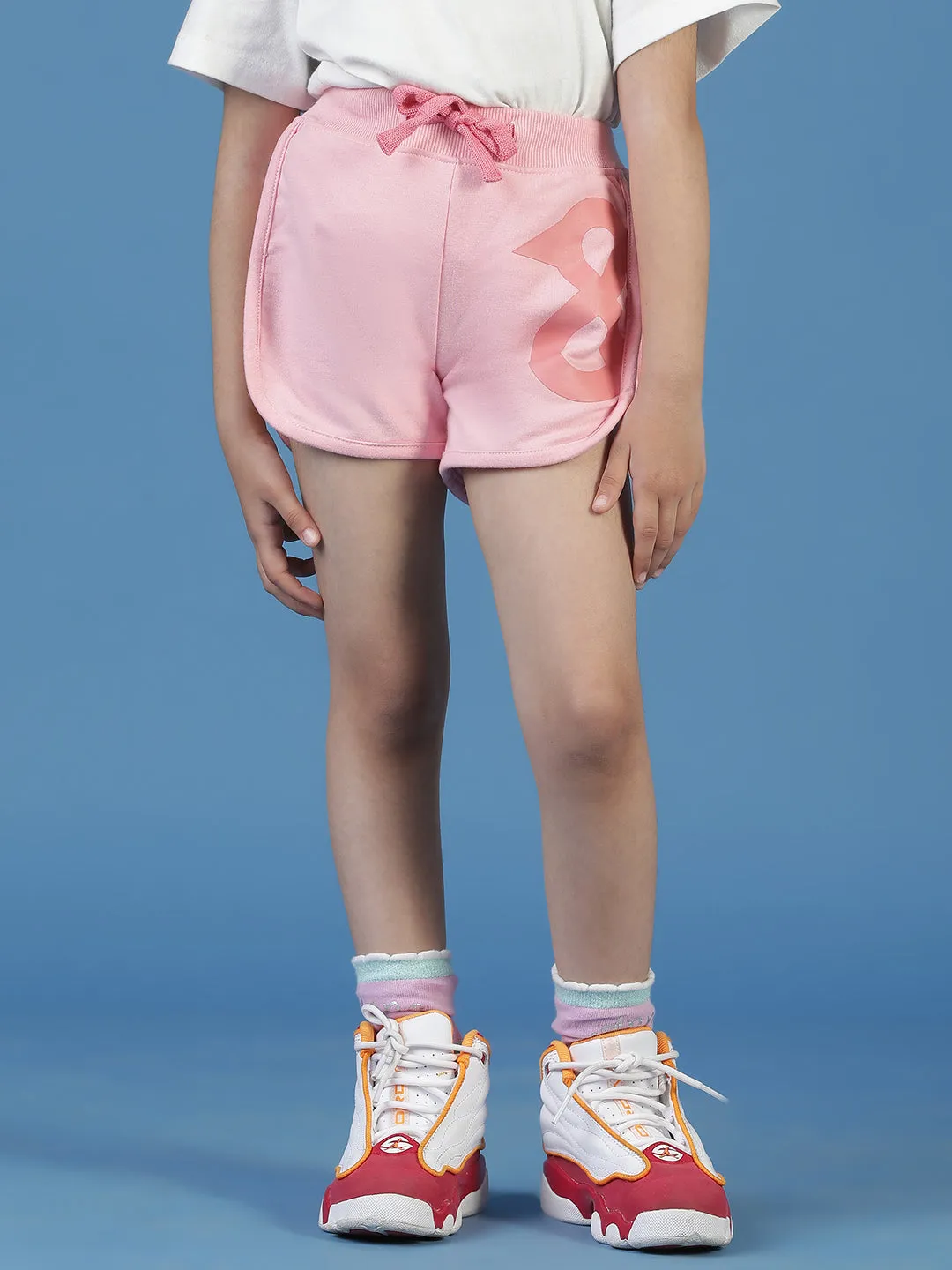 Girls Pink Cotton Shorts