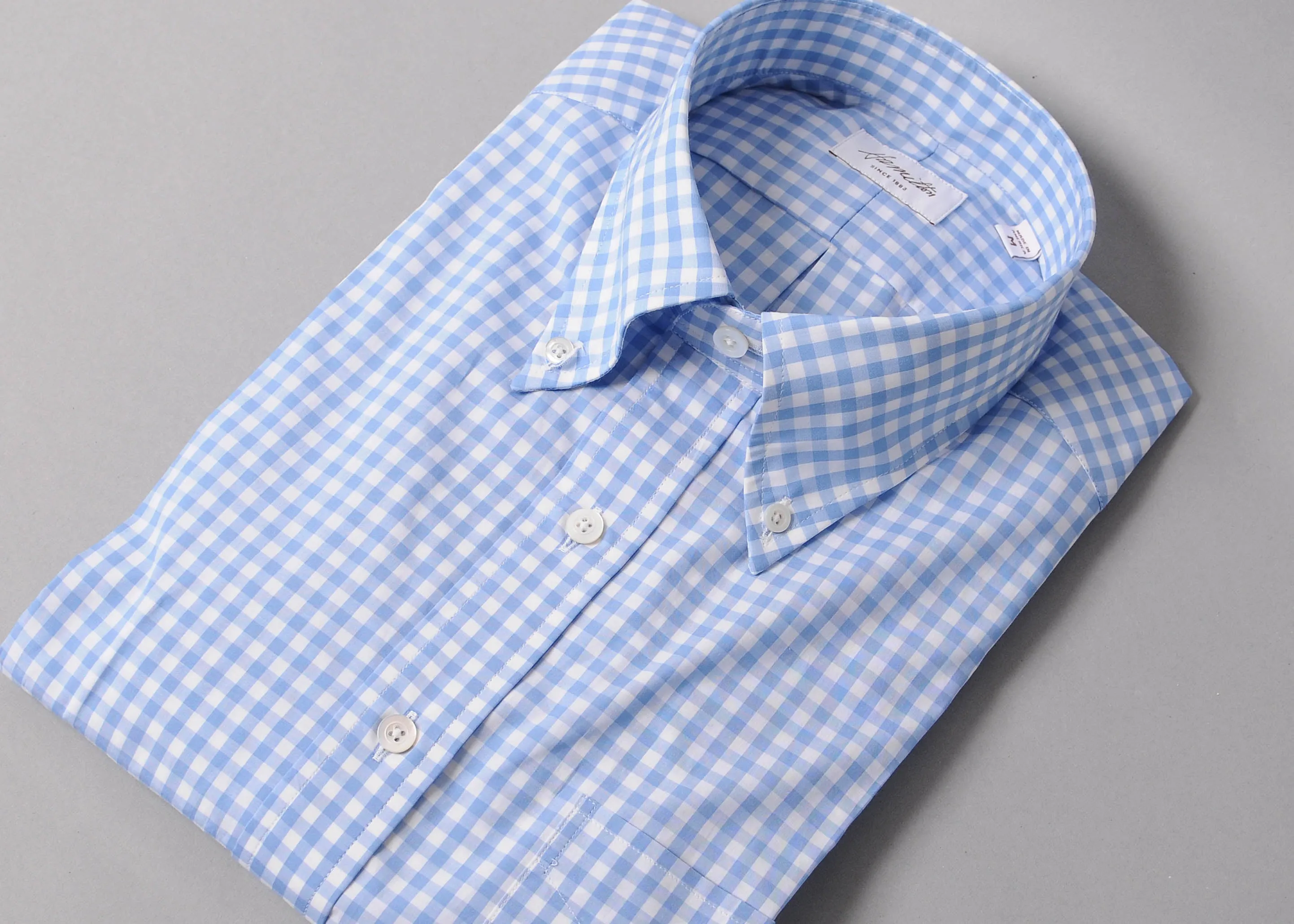 Hamilton Classic Gingham Check Sport Shirt — Light Blue