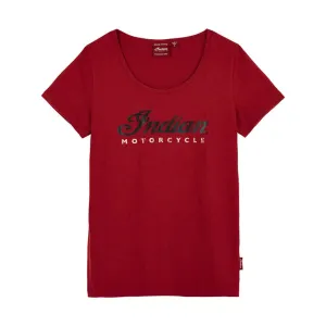 Indian Motorcycle  Womens 2 Color Foil Script T-Shirt Tee Lightweight Comfy Red