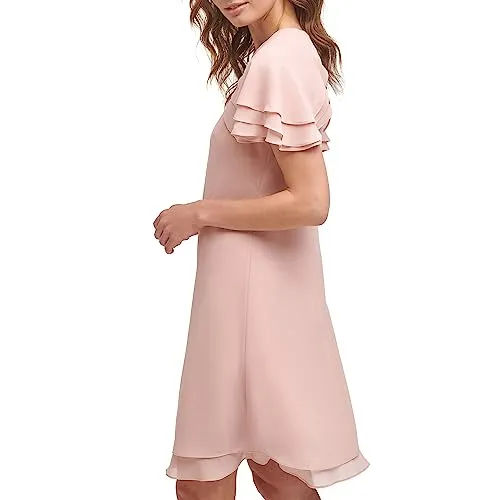 Jessica Howard Women's Short Sleeve Boat Neck Dress, Blush