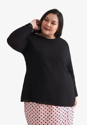 Kamela Raya Eyelet Collection Eyelet Kurung Top - Black