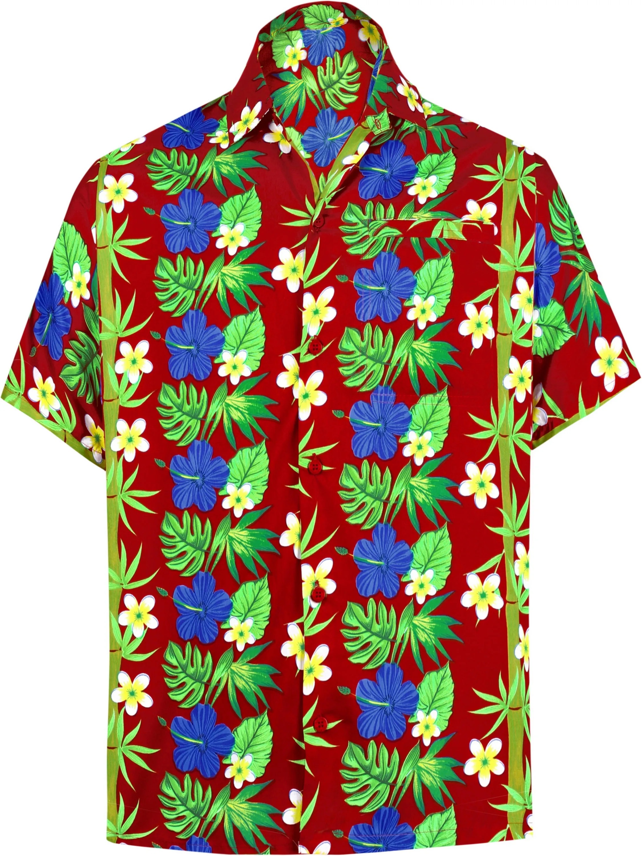 LA LEELA Shirt Casual Button Down Short Sleeve Beach Shirt Men Aloha Blood Red_W402