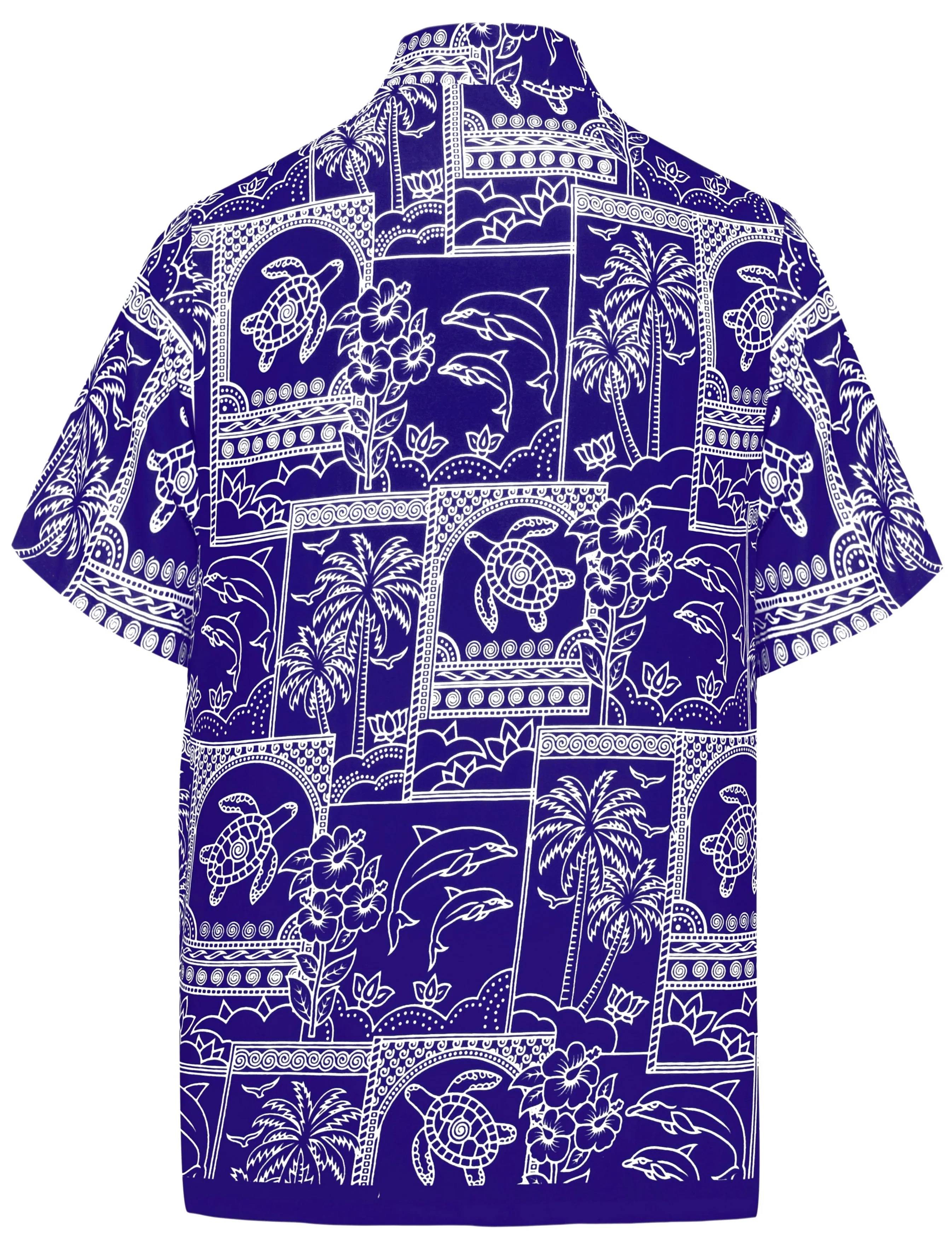 LA LEELA Shirt Casual Button Down Short Sleeve Beach Shirt Men Aloha Blue_W468