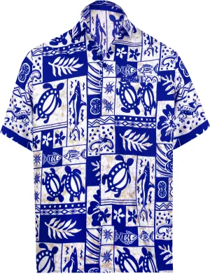 LA LEELA Shirt Casual Button Down Short Sleeve Beach Shirt Men Aloha Ghost White_W128