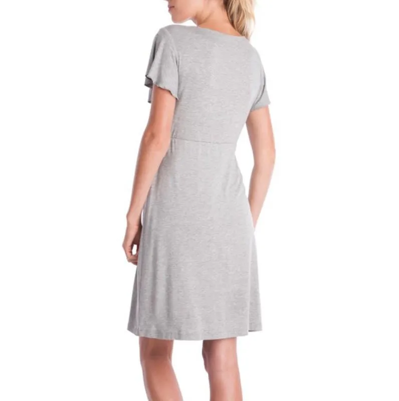 Lace Grey Maternity and Nursing Dress