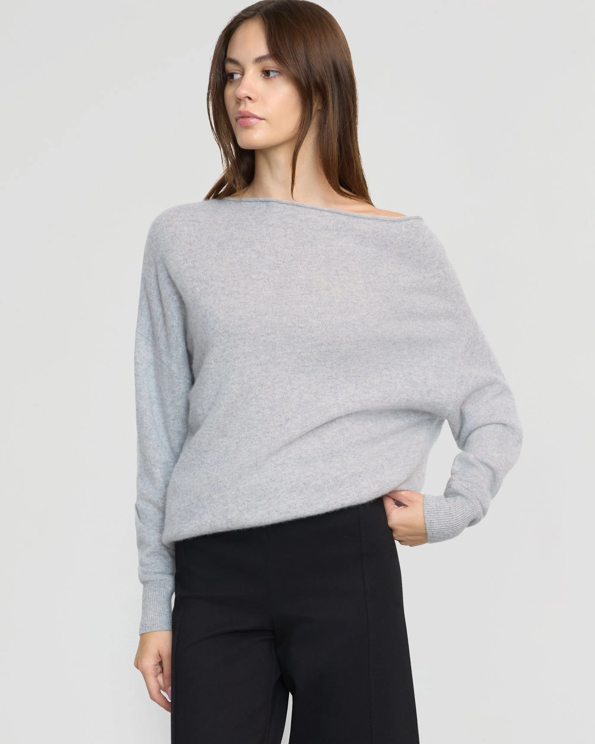 Lan Cashmere Off-Shoulder Sweater