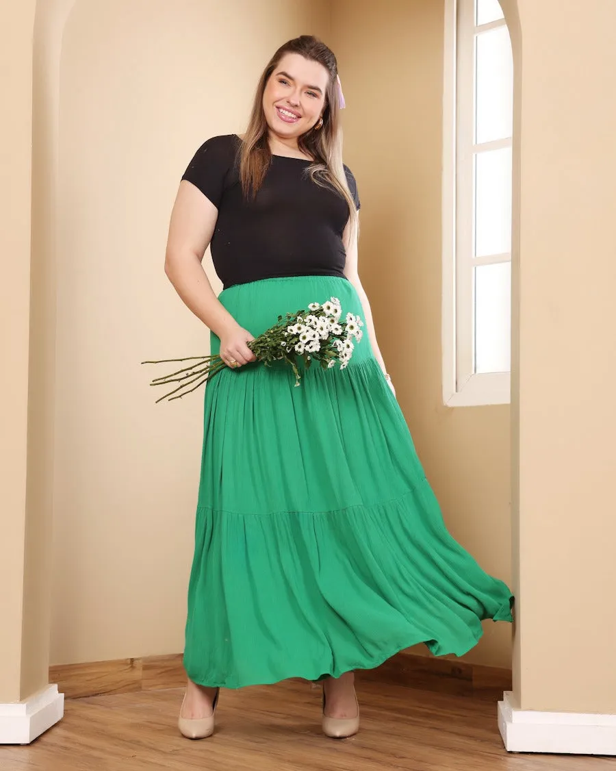 Long Solid Pleated Skirt