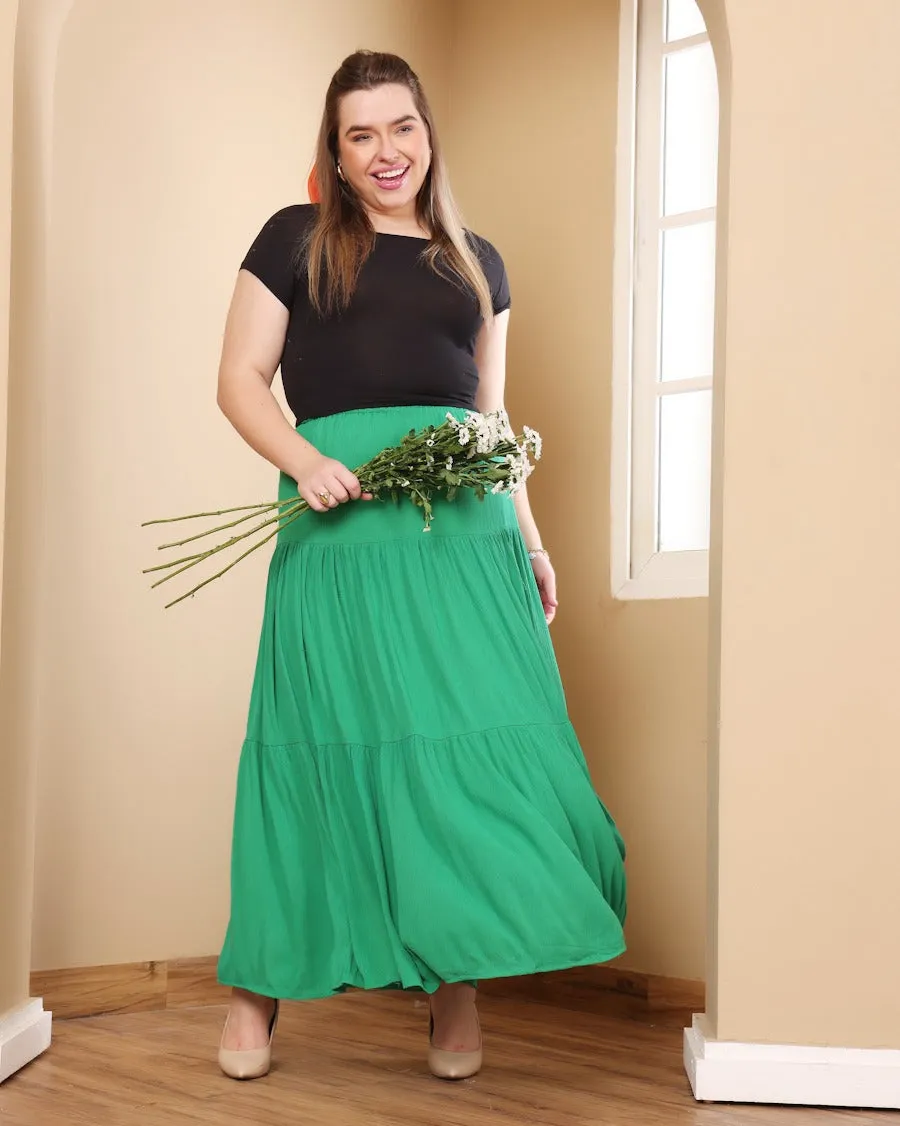 Long Solid Pleated Skirt