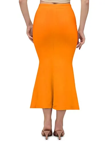 Lycra Saree Shapewear Petticoat for Women Cotton Petticoat Skirts Orange