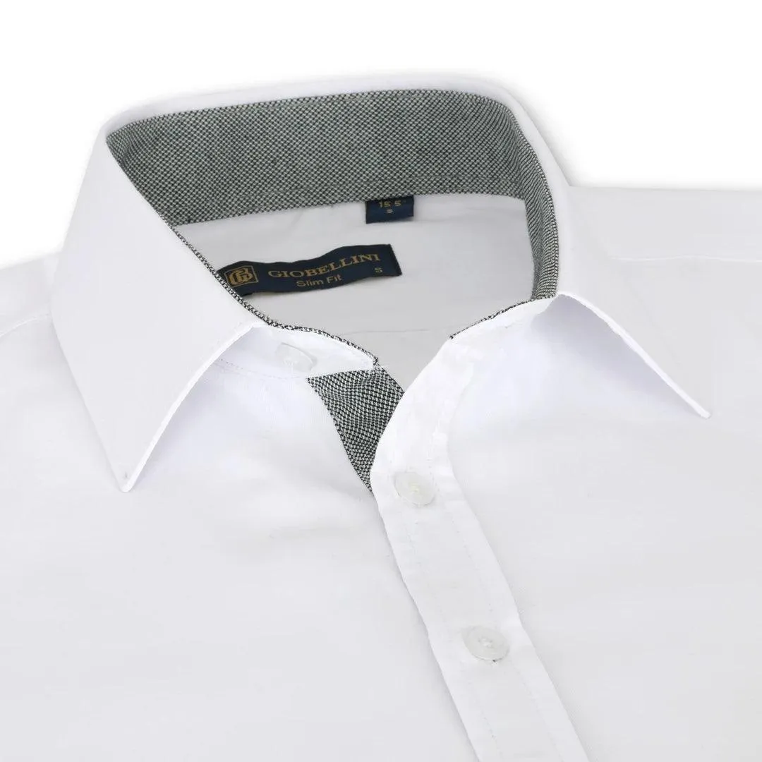 Mens Button Down Cuff Shirt Smart Casual Formal Slim Fit Cotton Long Sleeve