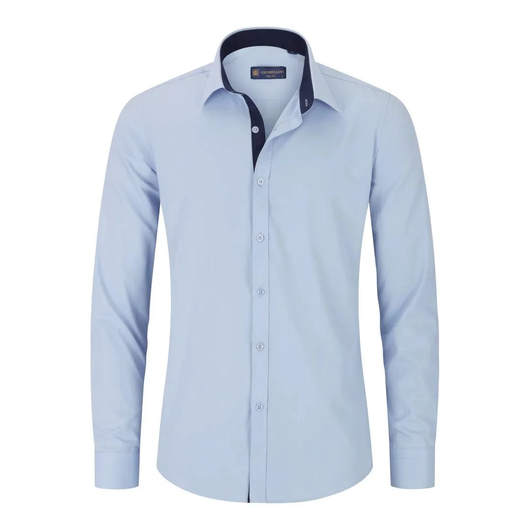 Mens Button Down Cuff Shirt Smart Casual Formal Slim Fit Cotton Long Sleeve