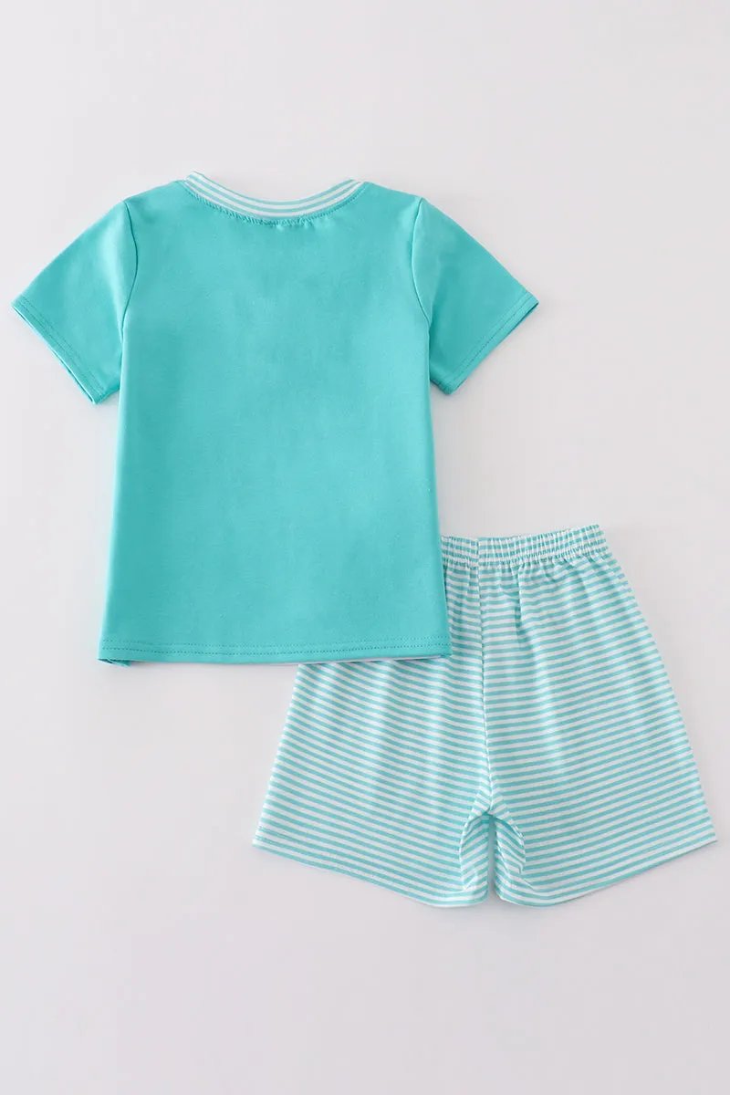 Mint stripe boy set