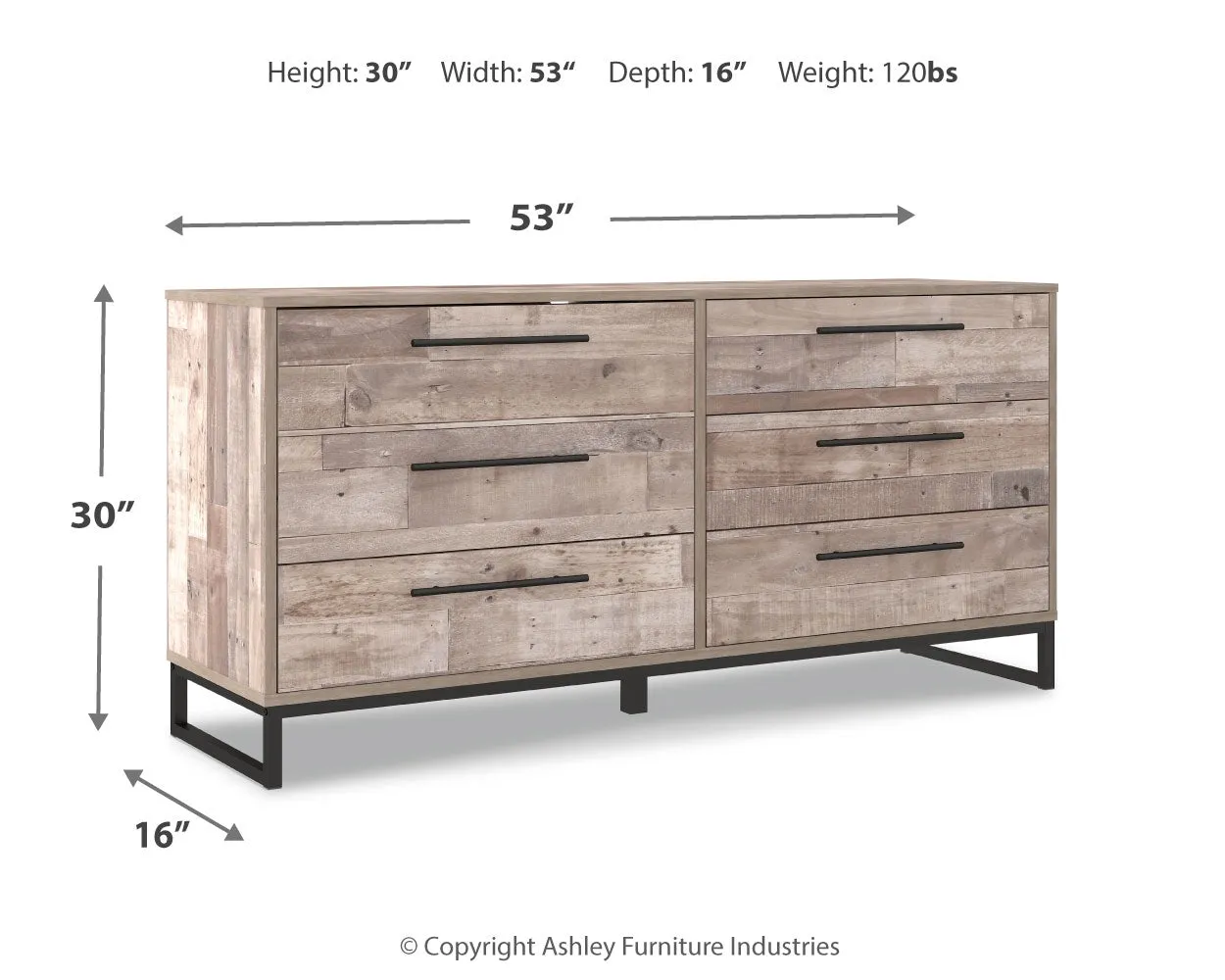 Neilsville Full Panel Headboard Bed with Dresser in Whitewash