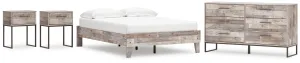 Neilsville Full Platform Bed with Dresser and 2 Nightstands in Whitewash