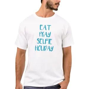 Nutcase Designer Round Neck Men's T-Shirt Wrinkle-Free Poly Cotton Tees - Eat Pray Selfie Holiday