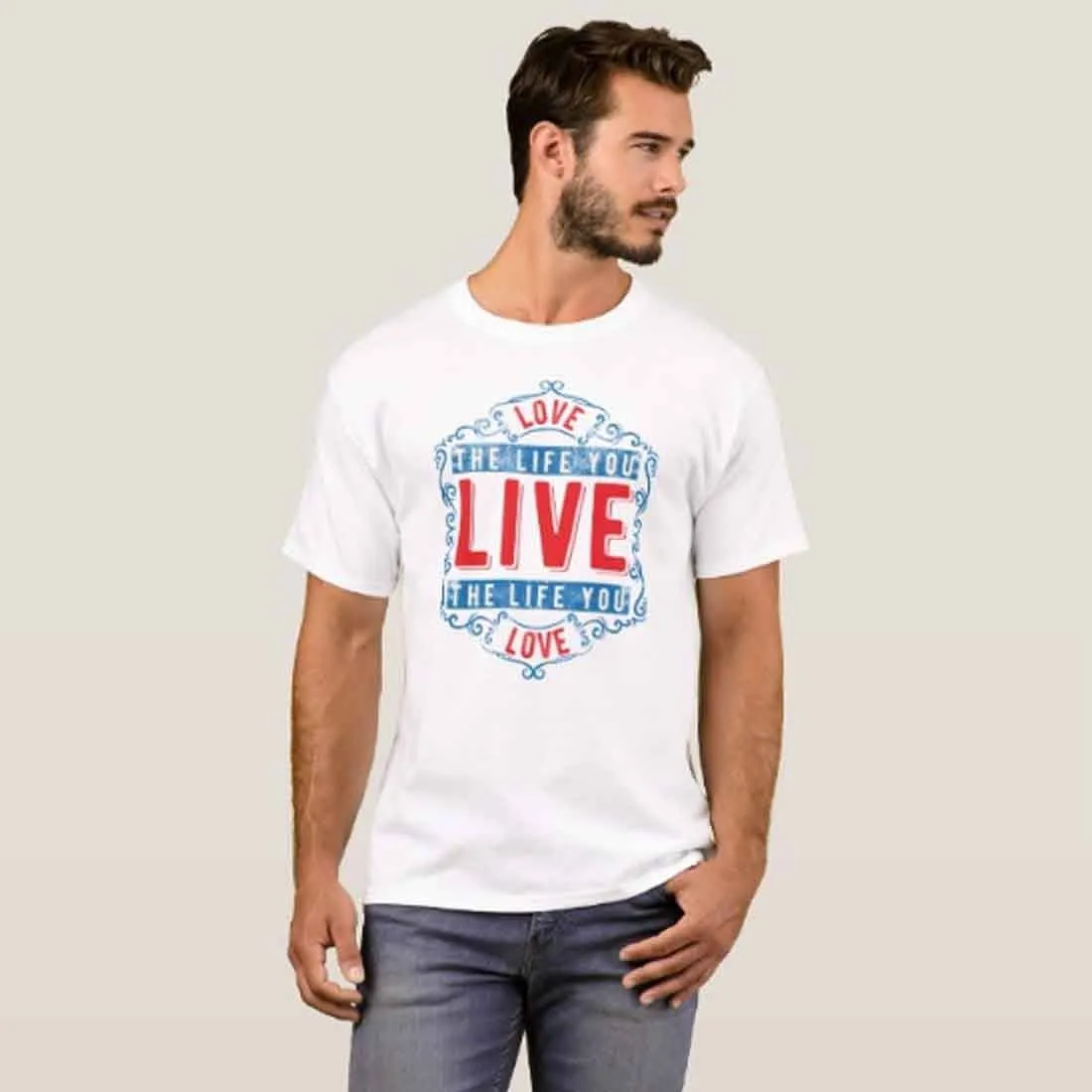 Nutcase Designer Round Neck Men's T-Shirt Wrinkle-Free Poly Cotton Tees - Love is Life