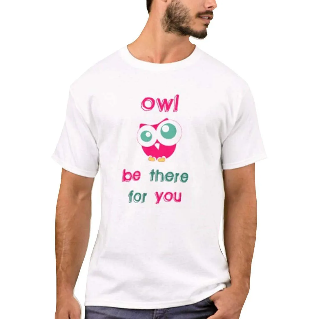 Nutcase Designer Round Neck Men's T-Shirt Wrinkle-Free Poly Cotton Tees - Owl Be There